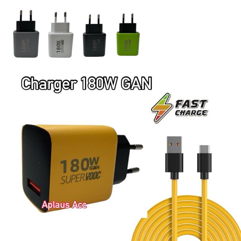 Charger 180W GAN Super Vooc Fast Charging Tipe 139 Android Casan Isi Cepat