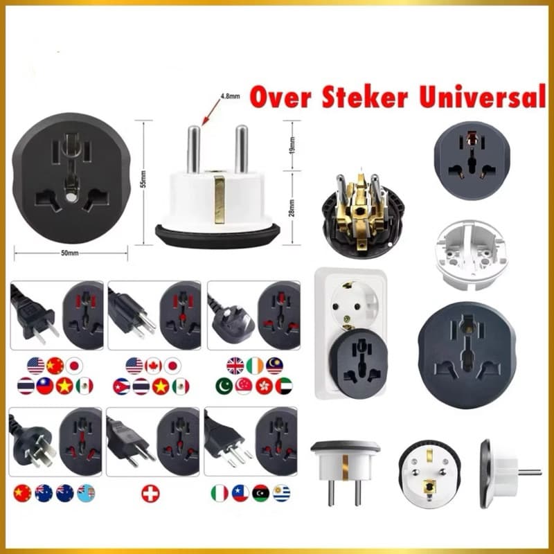 Over Steker Universal Travel Adaptor Sambungan Colokan Listrik Adapter Steker Socket Universal