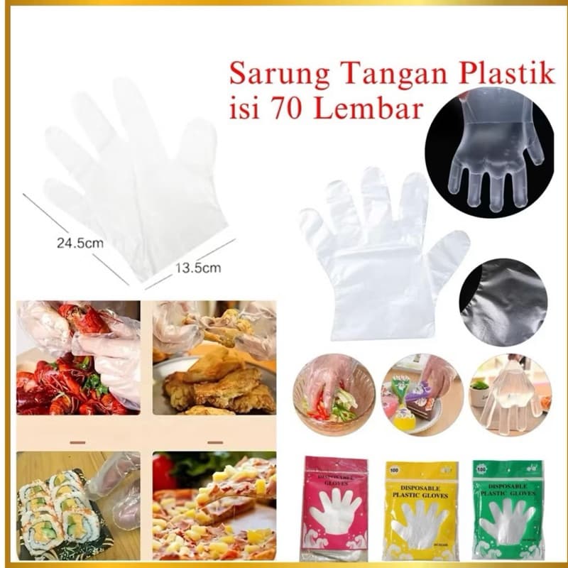 Sarung Tangan Plastik Sekali Pakai Disposable Gloves Food Hand Sarung Bening Trasparan