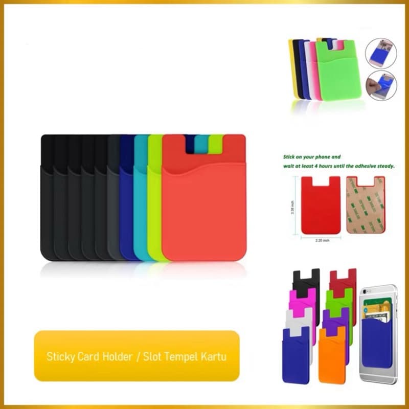 Sticky Card Holder HP Dompet Kartu Card Holder Tempat Kartu ATM Tempelan HP