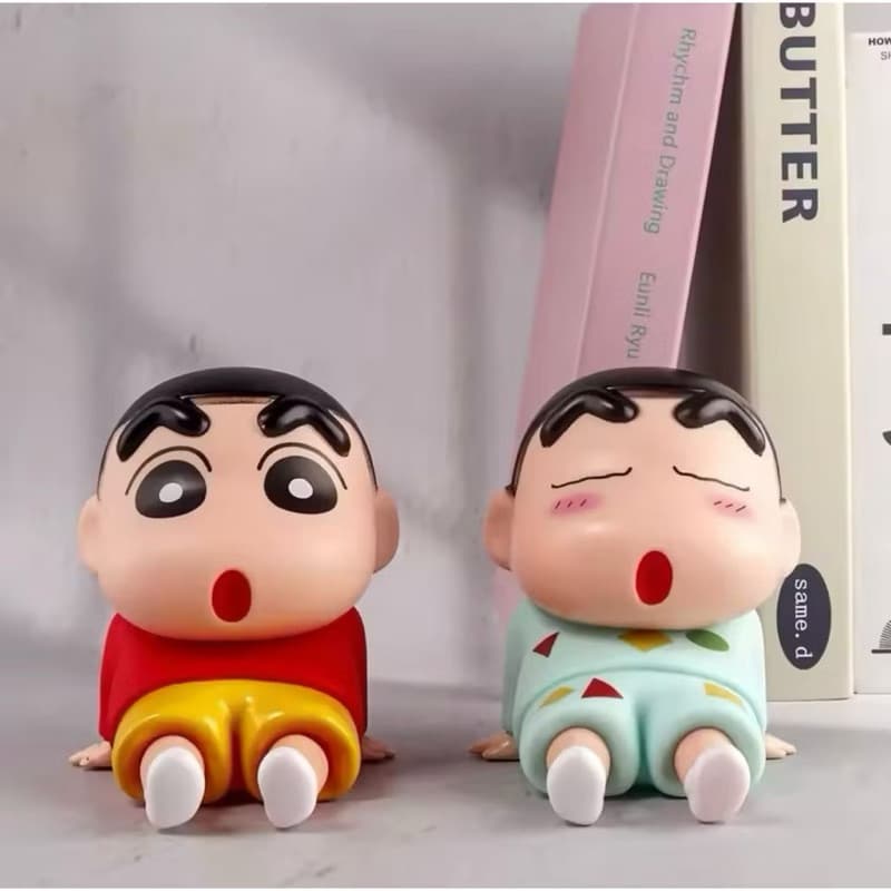 Phone Holder Crayon Shinchan Figure Toys Holder Pajangan Meja Lucu Lazy Santai