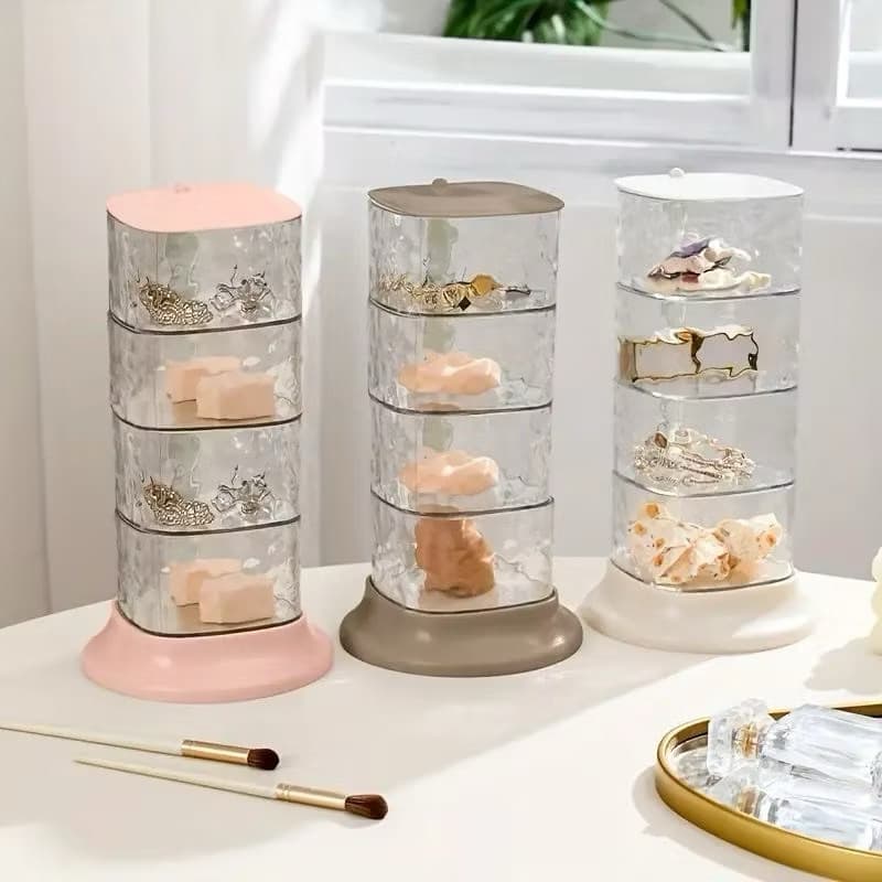Tempat Bumbu Dapur 4 Susun Rak Tempat Bumbu 4 Tingkat Putar Kristal Seasoning Box Serbaguna