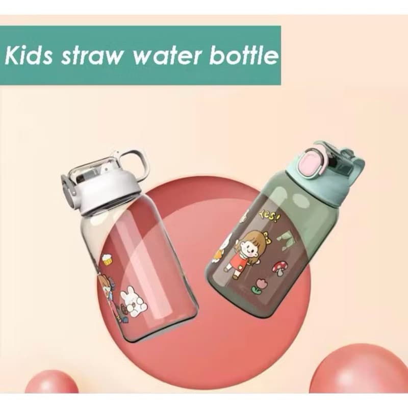 Botol Minum Anak BZ-284 Botol Minum 600ML Transparan Karakter Lucu Free Stiker