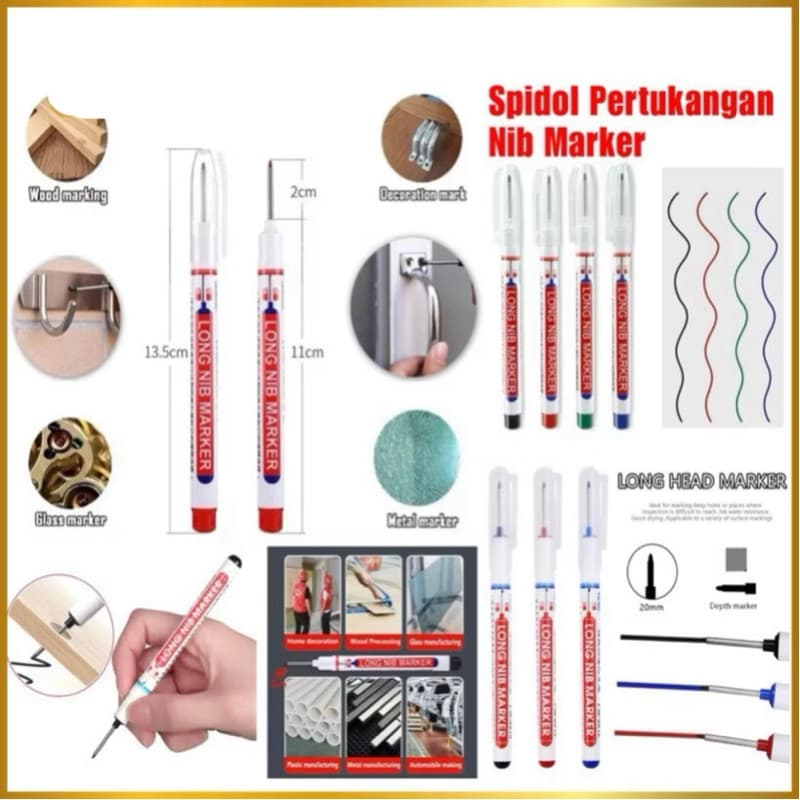 Spidol Pertukangan Nib Marker Alat Tulis Penanda Spidol Long Nib Head Marker Serbaguna