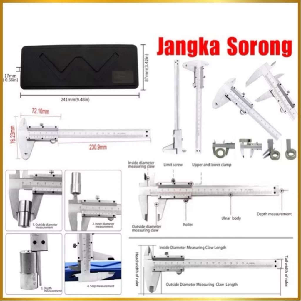 Jangka Sorong Stainless Steel 15CM Vernier Caliper Sigmat Jangka Sorong Micrometer