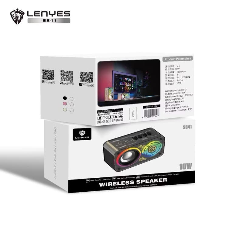 LENYES S841 10W Mini Transparan Wireless Speaker Bluetooth 5.3 Transparant RGB LED Light TWS Portable