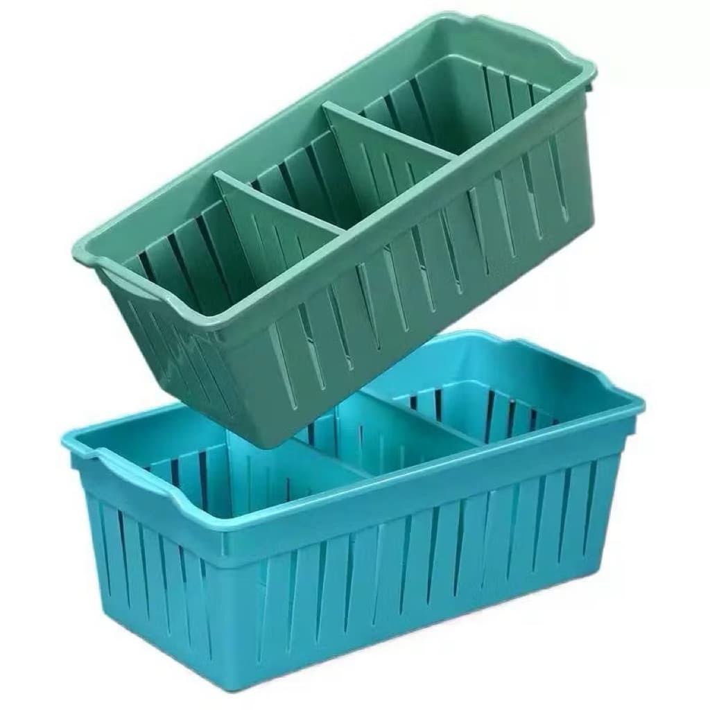 Rak Partisi Serbaguna 3 Sekat Keranjang Plastik Penyimpanan Accessories Serbaguna
