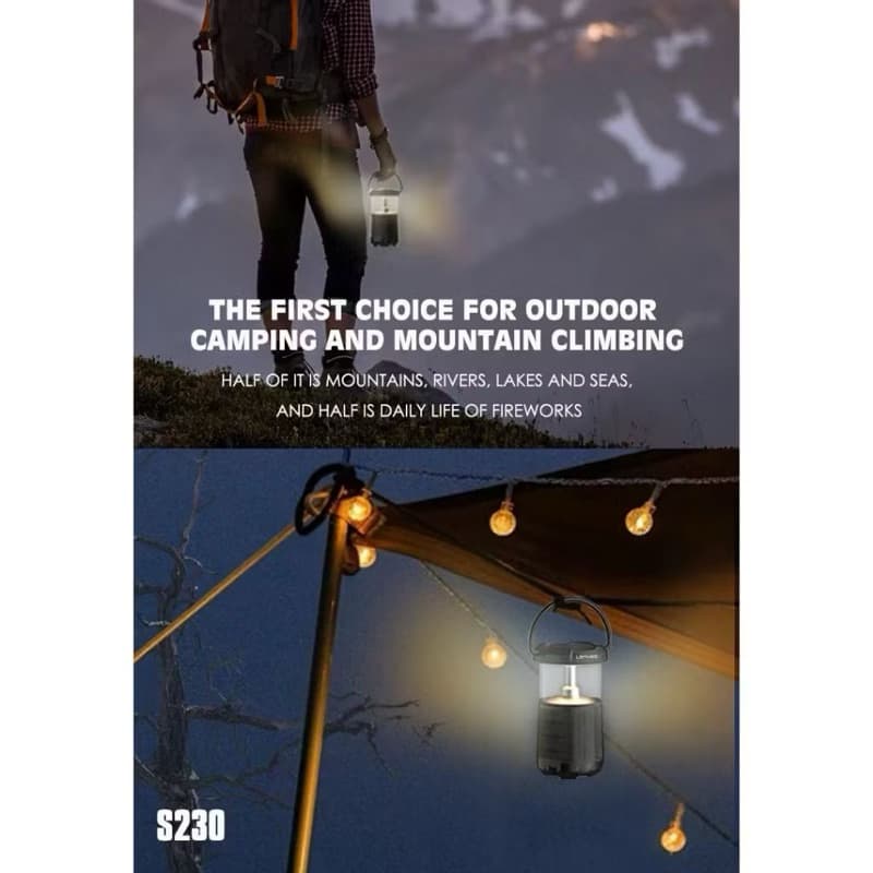 LENYES S230 15W Outdoor Camping Lamp Wireless Speaker Bluetooth 5.3 Portable LED Lampu Tidur TWS