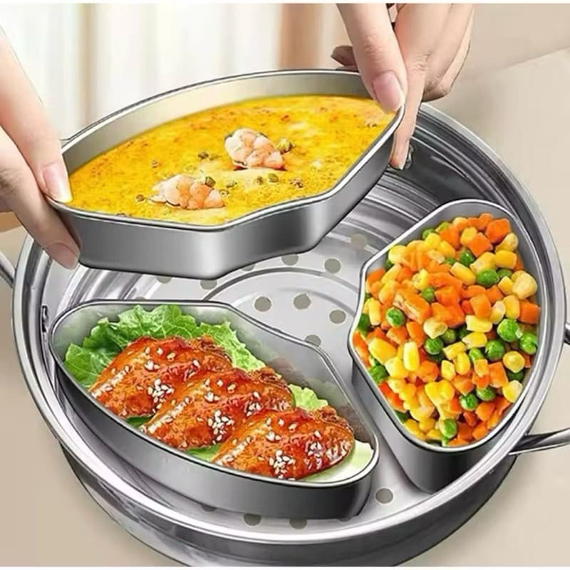 Wadah Kukusan Makanan Stainless Steel Wadah Kukus Bentuk Kipas Serbaguna