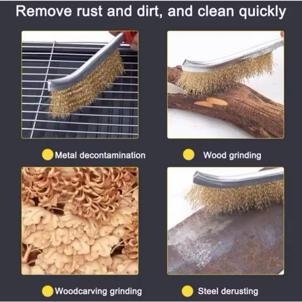 Sikat Baja Kawat Lengkungan Kuningan Anti Karat Steel Wire Hand Brush Serbaguna