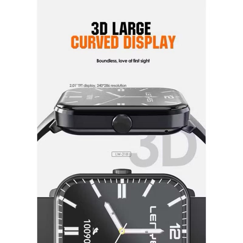 LENYES LW218 Smart Watch 2.01" TFT Display Waterproof IP68 100+ Sport Mode Smartwatch Heart Rate Blood Oxygen Monitoring Jam Tangan Pintar