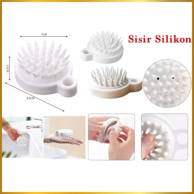 Sisir Silicone Bulat Alat Pembersih Rambut Sisir Keramas Pembersih Kulit Kepala Scalp Massager