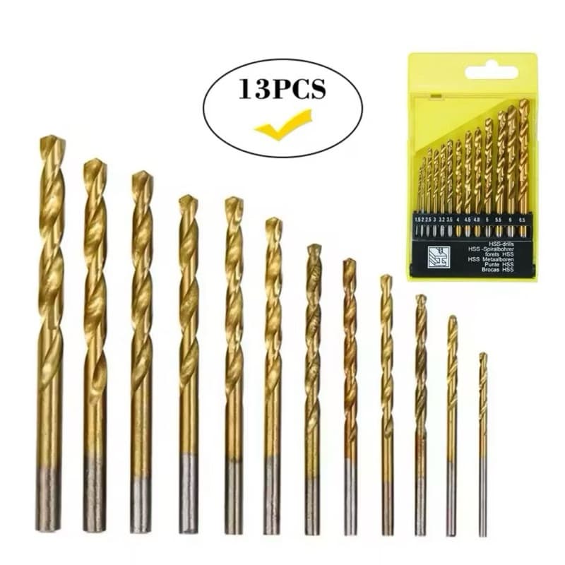 Mata Bor Besi Set 13pcs 1.5mm-6.5mm Mata Bor Kayu Besi Lengkap Multifungsi