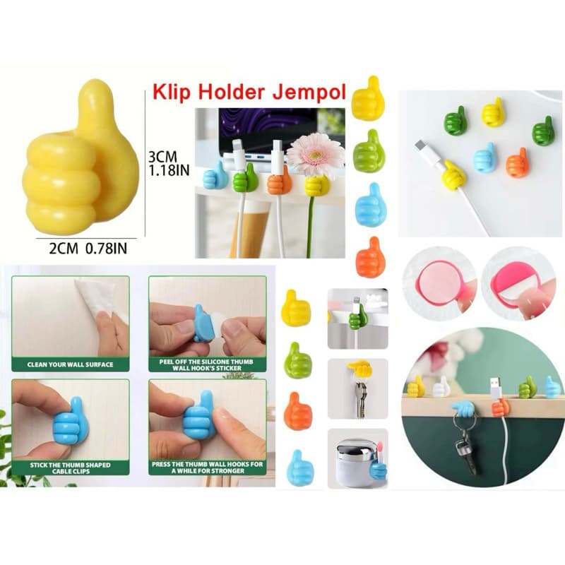 Klip Holder Kabel Model Jempol Gantungan Kait Kabel Bentuk Jempol Serbaguna