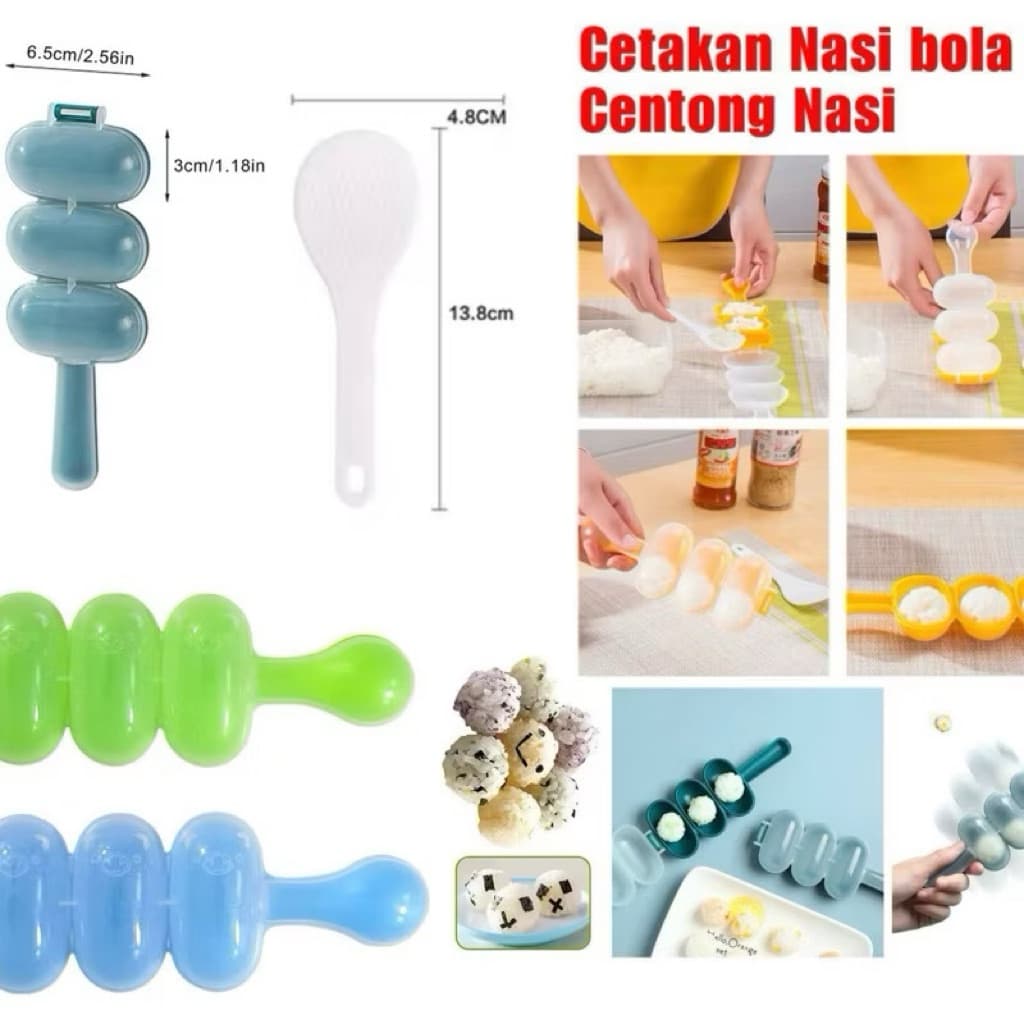 (GROSIRAN) Cetakan Nasi Bento Bulat Bola + Centong Nasi Cetakan Bento Rice Ball Shaker Mold