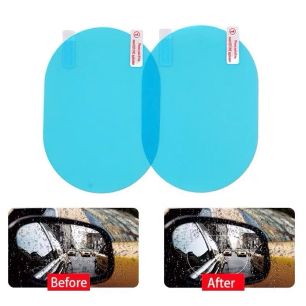 (GROSIRAN) Sticker Anti Fog Spion Mobil Anti Embun / Air isi 2 pcs Bentuk Oval
