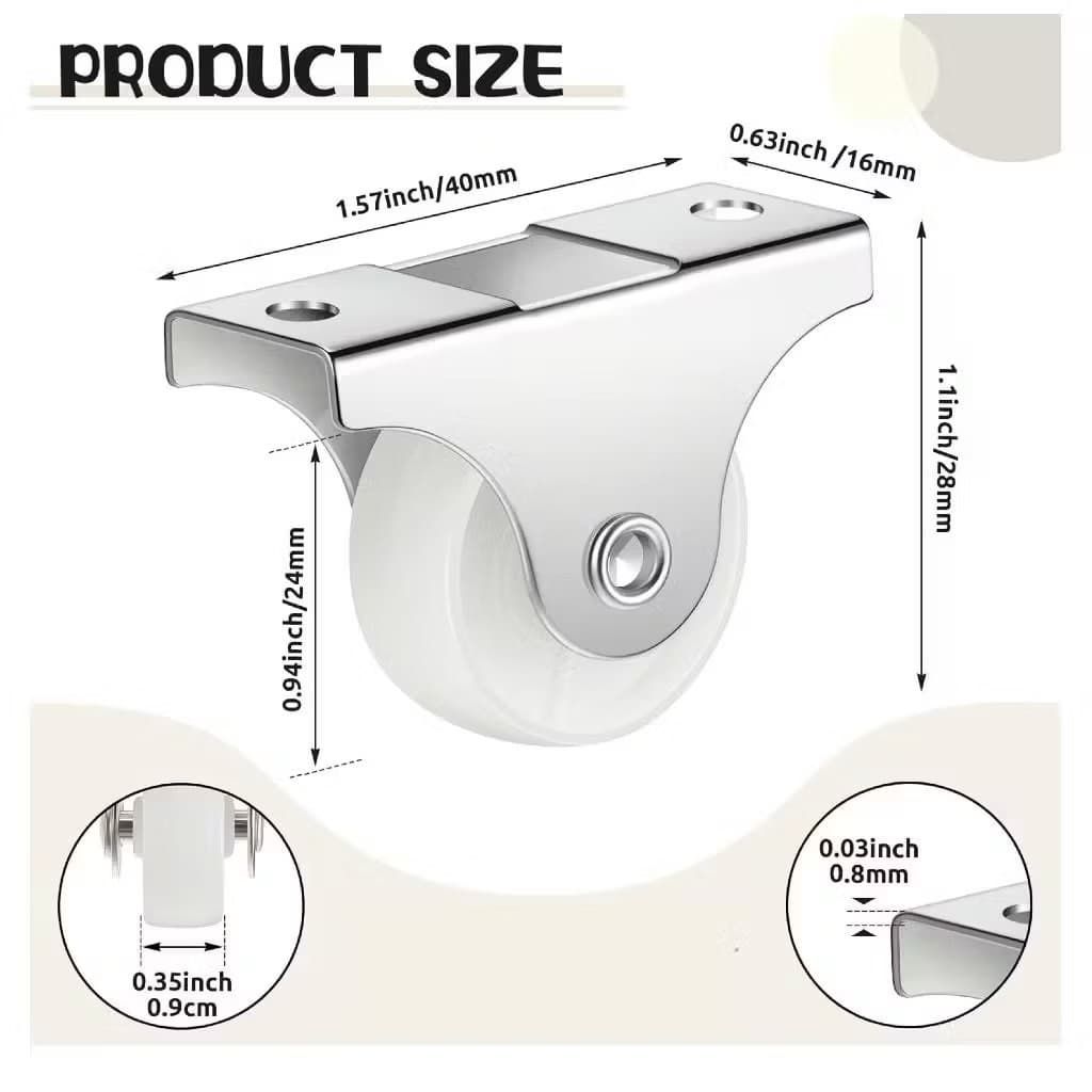 (GROSIRAN) Roda Kastor Lemari 1 Inch Roda Trolly Nylon Plate Caster Mini Roda Kastor Etalase Serbaguna
