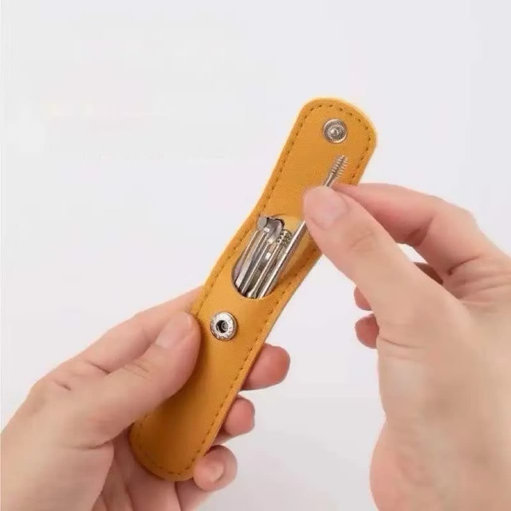 (GROSIRAN) Alat Pembersih Telinga 6 in 1 + Pouch Korek Kuping Pembersih Telinga Ear Wax Picker Stainless