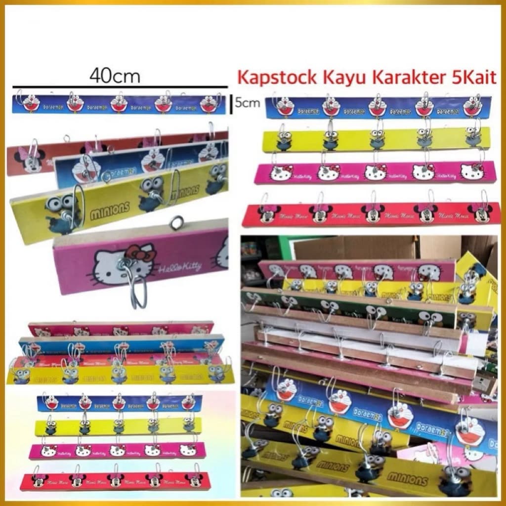 Kapstock Gantungan Baju Kayu Karakter 5 Kait Gantungan Baju Karakter Lucu Anak Serbaguna
