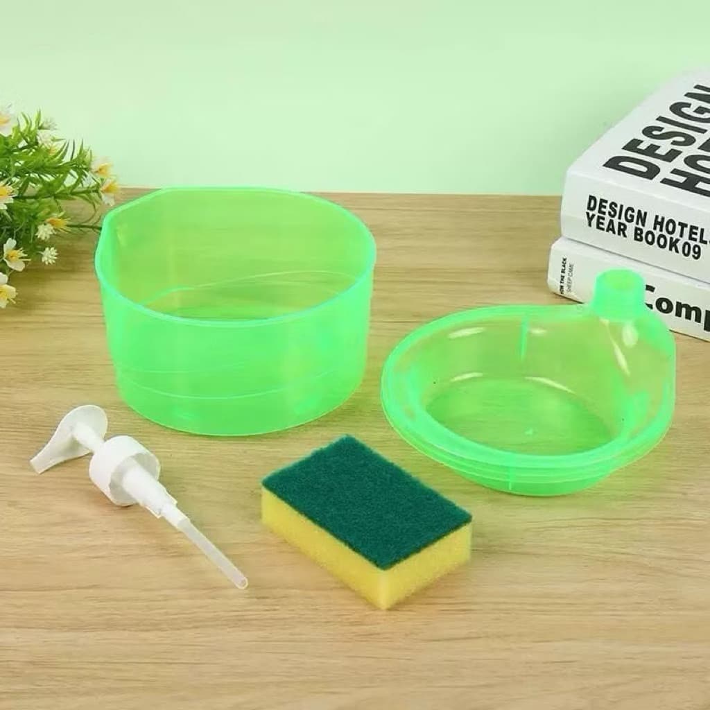 (GROSIRAN) Tempat Sabun Cair Cuci Piring + Spons Dispenser Bentuk Mangkok Wadah Sabun