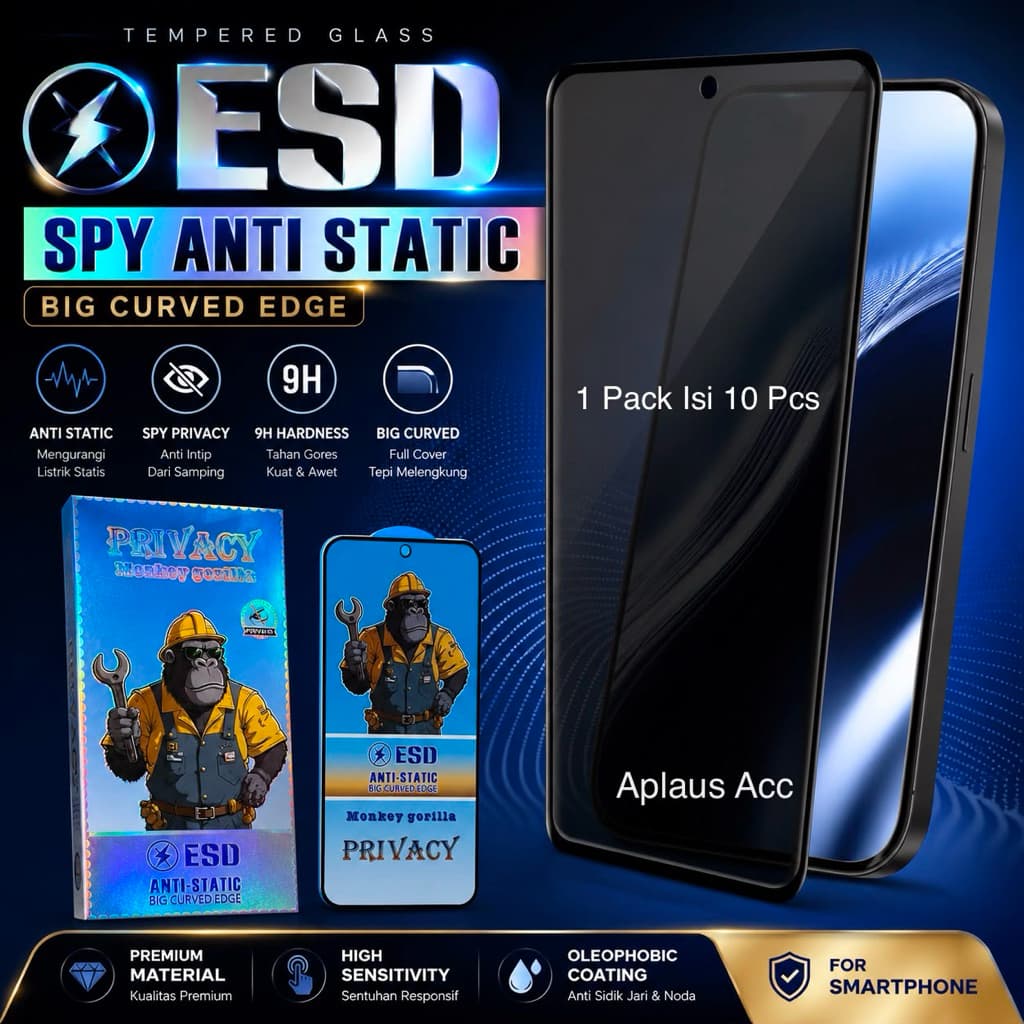 ( harga per box isi 10 pcs ) Tempered Glass ESD Spy Privacy Anti Static Anti Gores Kaca Big Curved Edge Full Cover 9H SAMSUNG