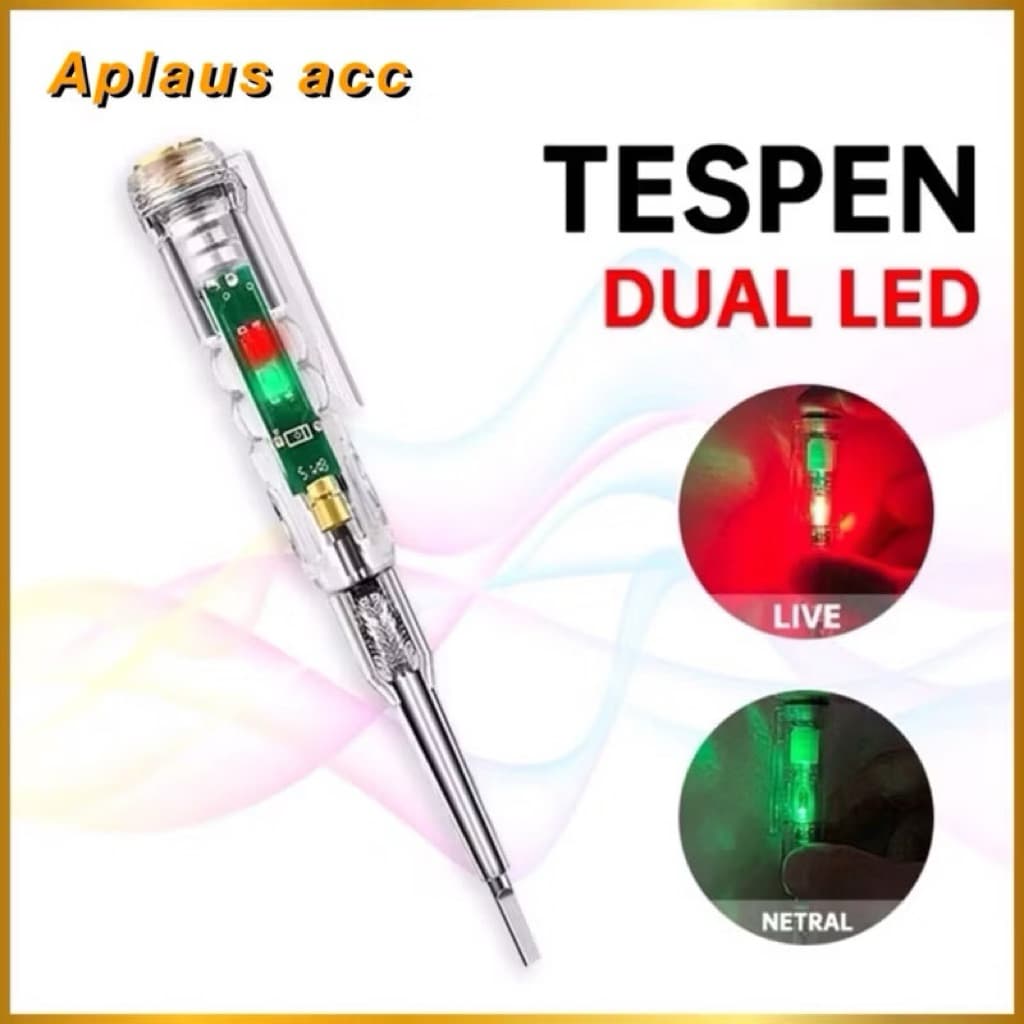 (GROSIRAN) Tespen Dual LED Obeng Tester Listrik With Indicator Test Pen Kabel Listrik