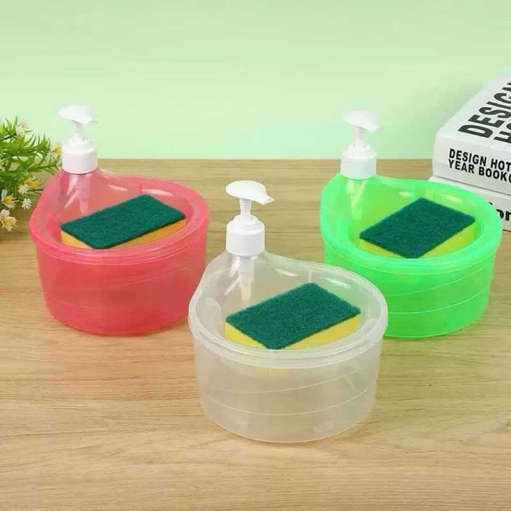 (GROSIRAN) Tempat Sabun Cair Cuci Piring + Spons Dispenser Bentuk Mangkok Wadah Sabun