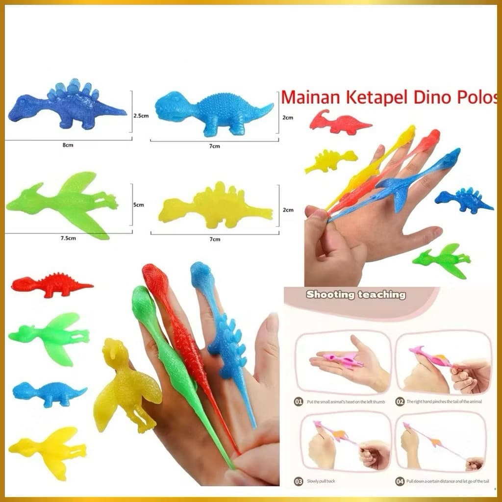 (GROSIRAN) Mainan Ketapel Anak Dino Polos Mainan Tembak Ketapel Dinosaurus Tempel Dinding Lucu Finger Toy Sticky
