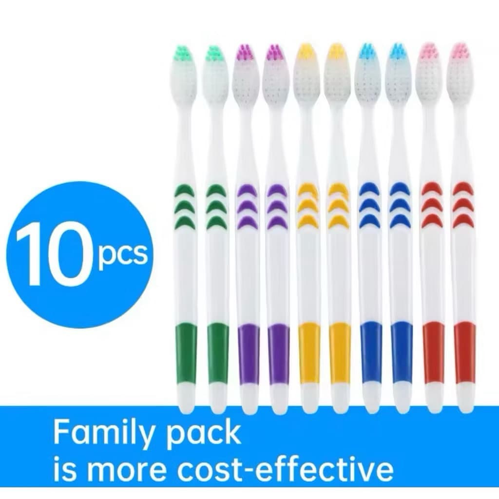 Sikat Gigi Putih Dewasa Sikat Gigi Bulu Halus Lembut Isi 10pcs Travel Toothbrush
