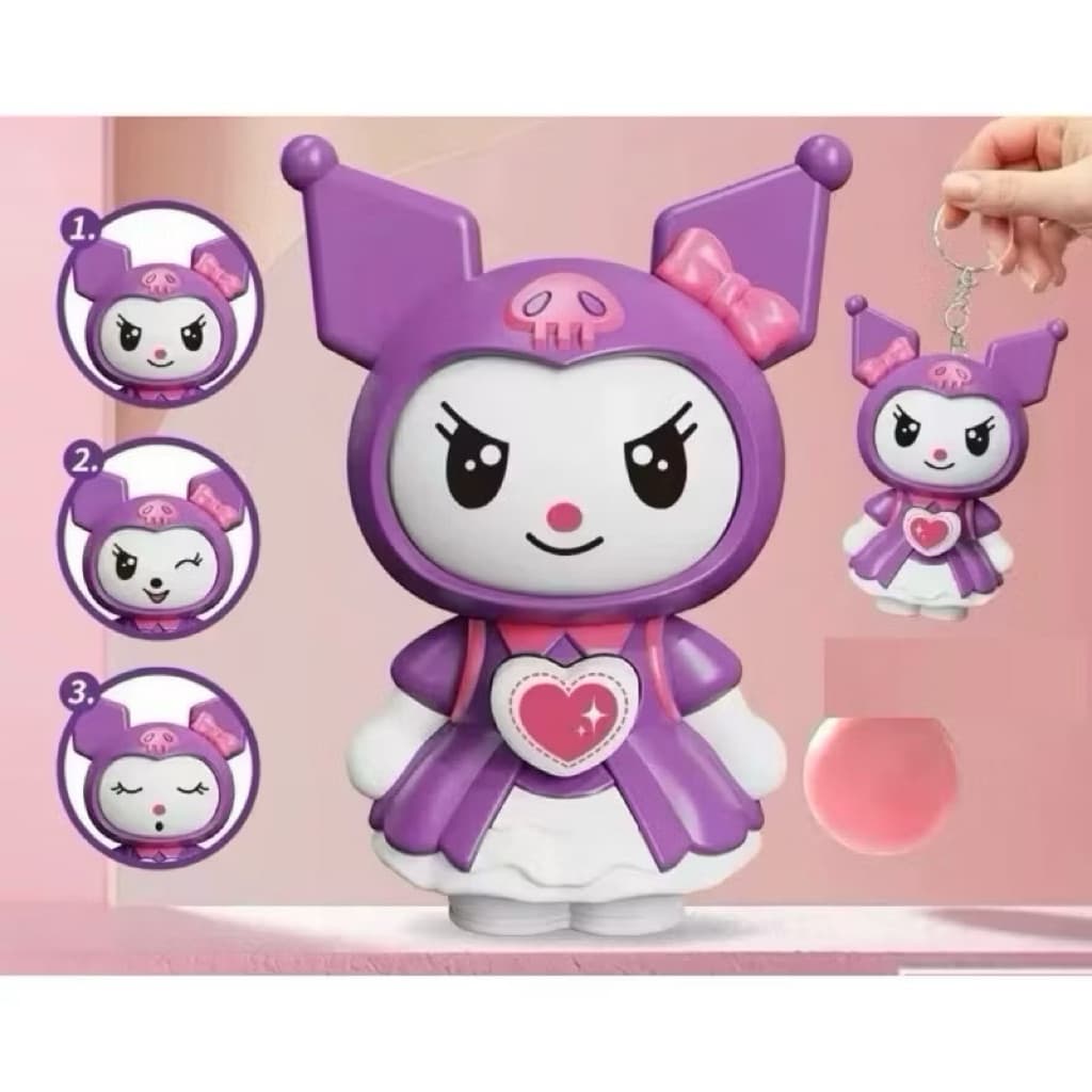 (GROSIRAN) Gantungan Kunci Boneka Shinchan Kuromi Berubah Wajah Keychain Karakter Shinchan Lucu