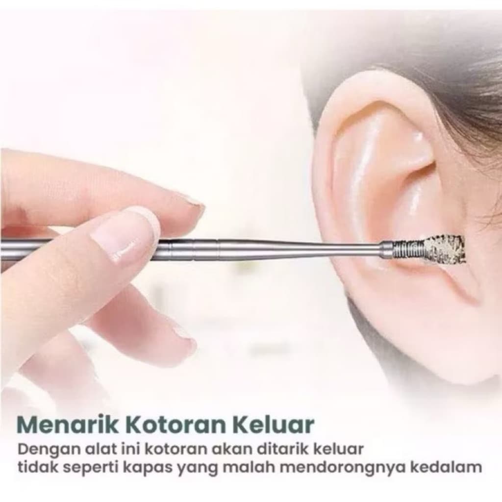 (GROSIRAN) Alat Pembersih Telinga 5in1 Stainless alat korek Kuping Ear wax