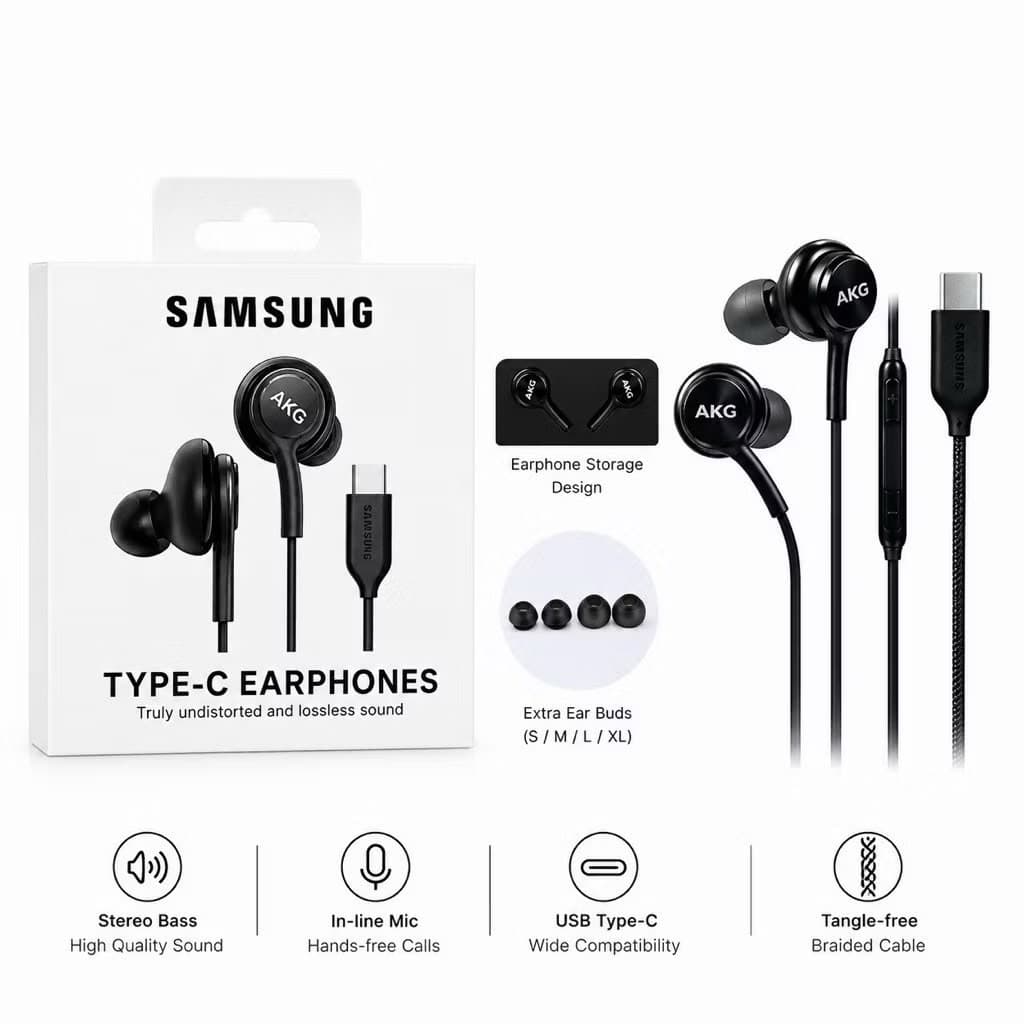 Headset Earphone Samsung AKG Type-C Ori 100% Original Universal Colokan Type C Suara Jernih Bass