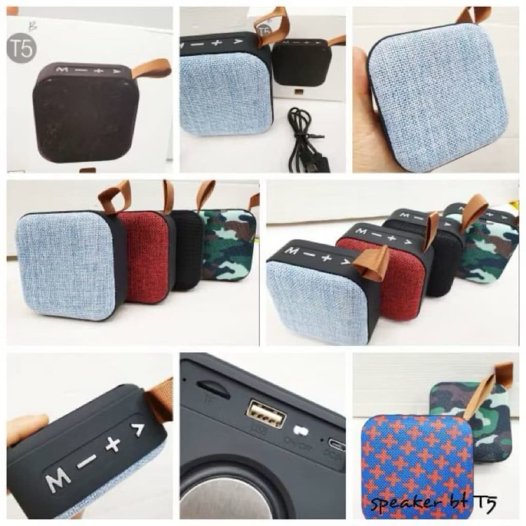 (GROSIRAN) Speaker Bluetooth T5 Biasa Portable Music Box Wireless Support Memory Aux FM Radio