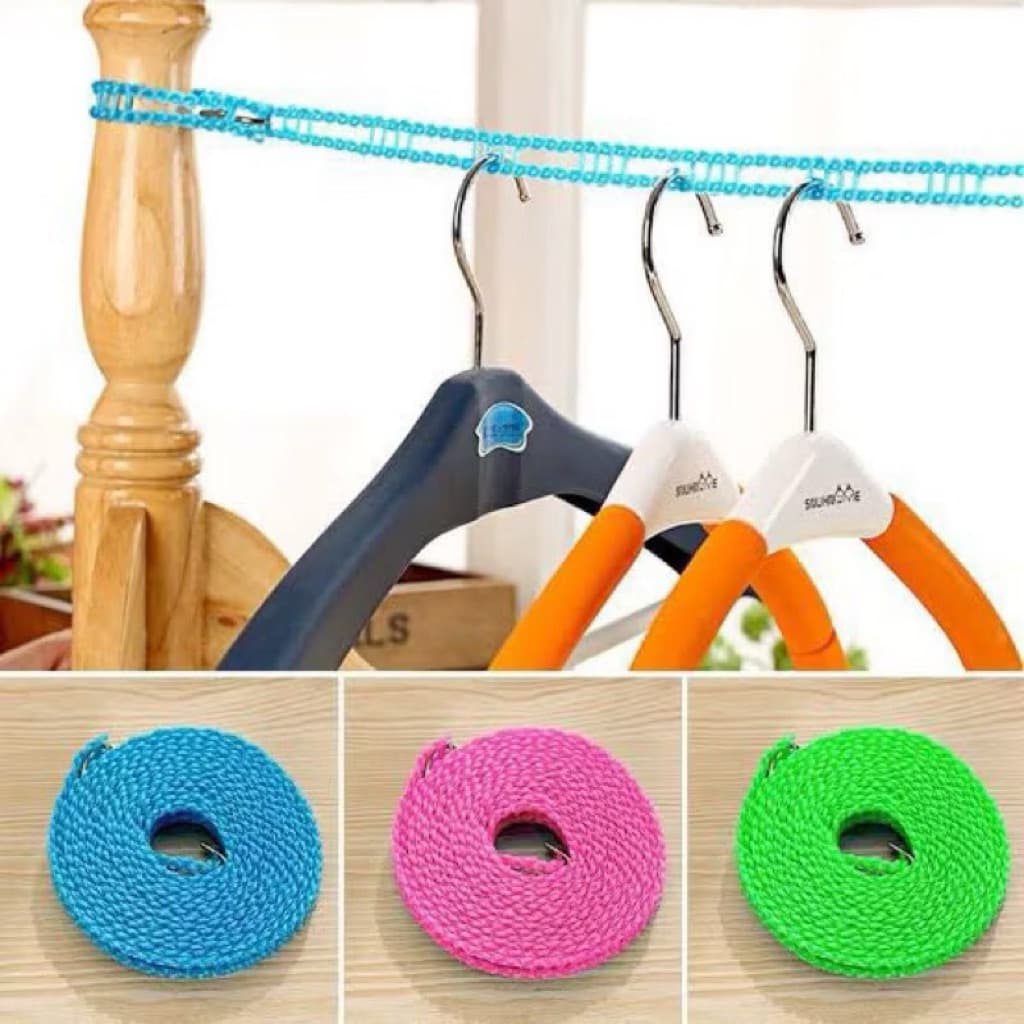(GROSIRAN) Tali Jemuran Baju + Hook Anti Jatuh Anti Slip
