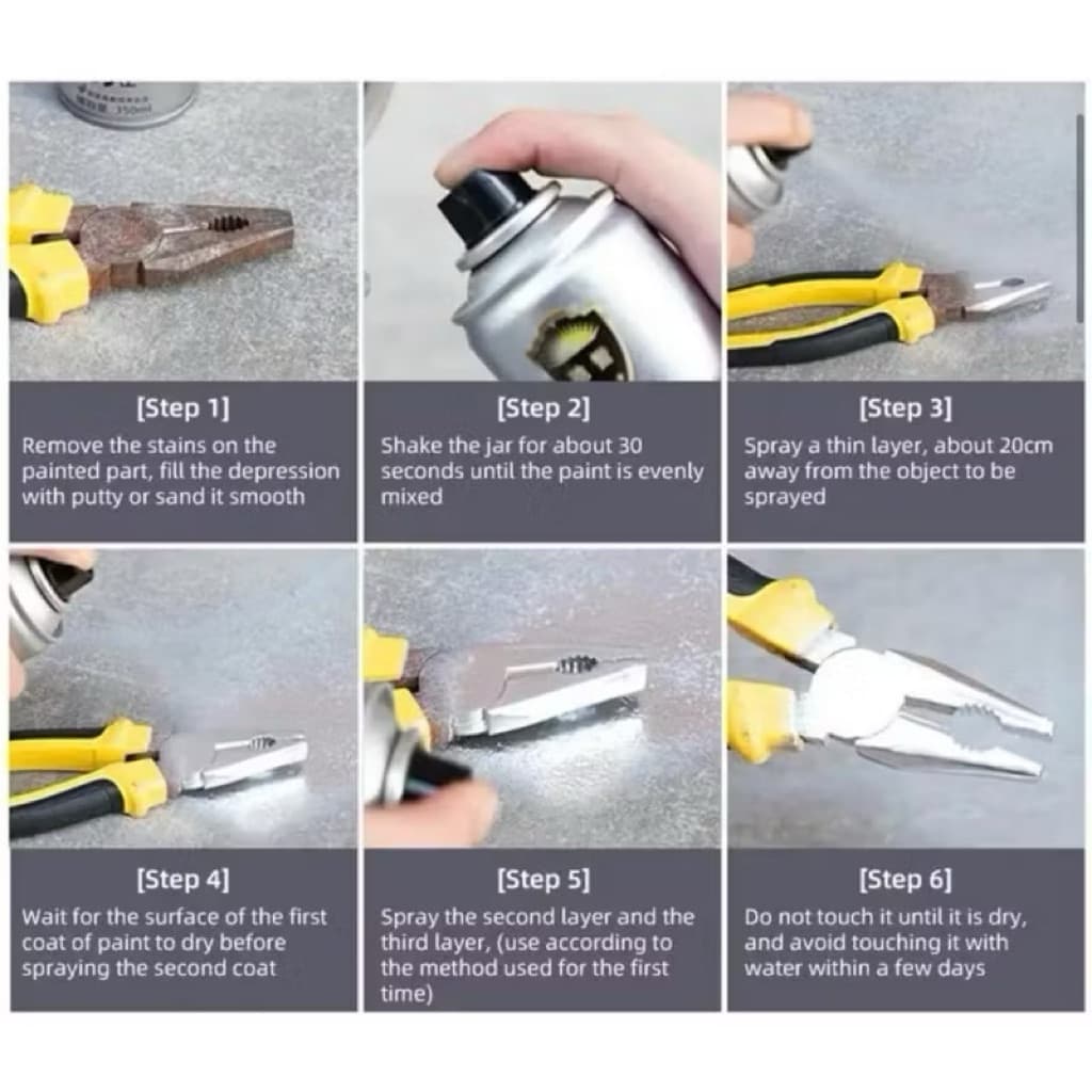 (GROSIRAN) Spray Chrome Cat Semprotan Krom Tanpa Karat Warna Stainless Steel 350ml