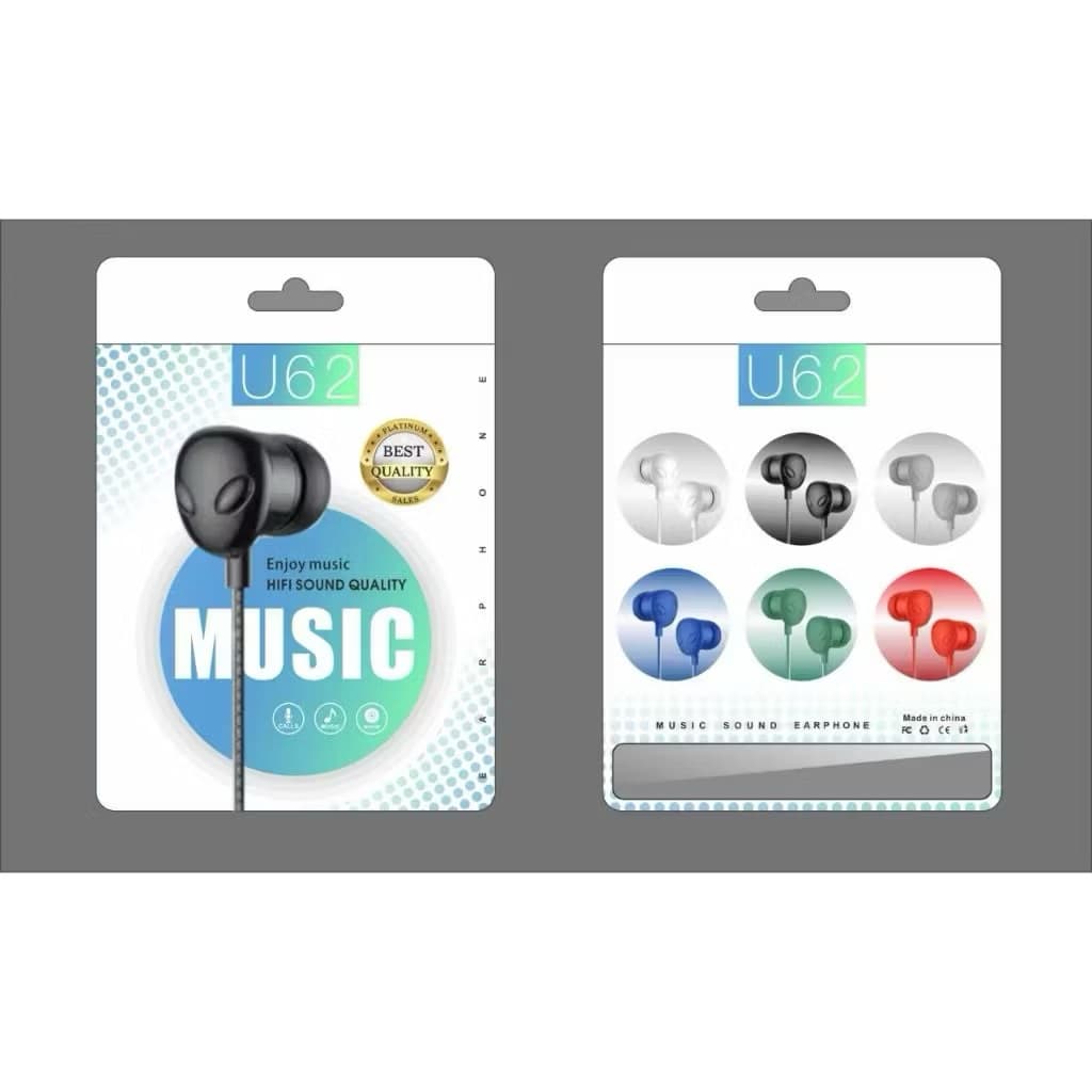 Handsfree Headset Macaron U61 + Mic Headset Stereo Sound Earphone Music Best Quality Kabel Jack 3,5mm