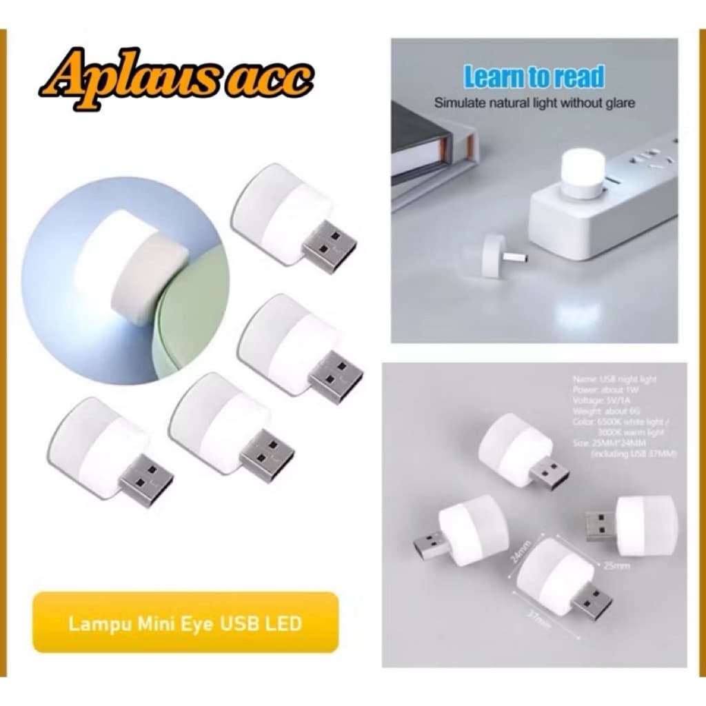 (GROSIRAN) Lampu Mini LED USB Eye Lampu Tidur Mini Portable Travel Lampu Baca Kecil