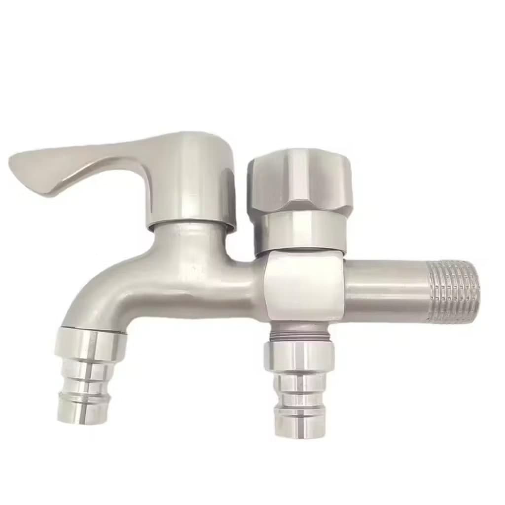 Kran Cabang Kontrol Ganda Sus 304 Kran Cabang Tembok Shower Mesin Cuci Serbaguna