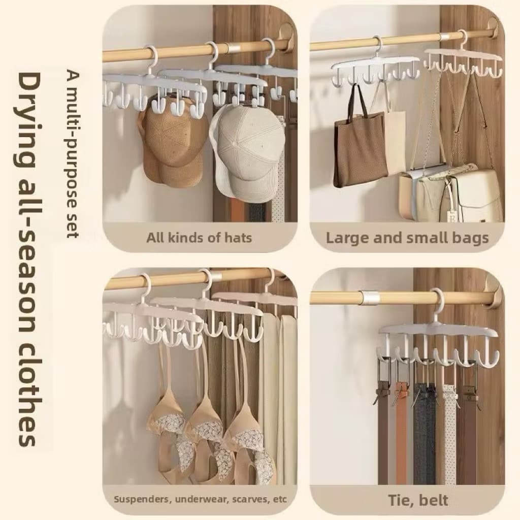 Gantungan Hanger 12 Hook Plastik Gantungan Pakaian Tas Topi Ikat Pinggang Multilayer Serbaguna