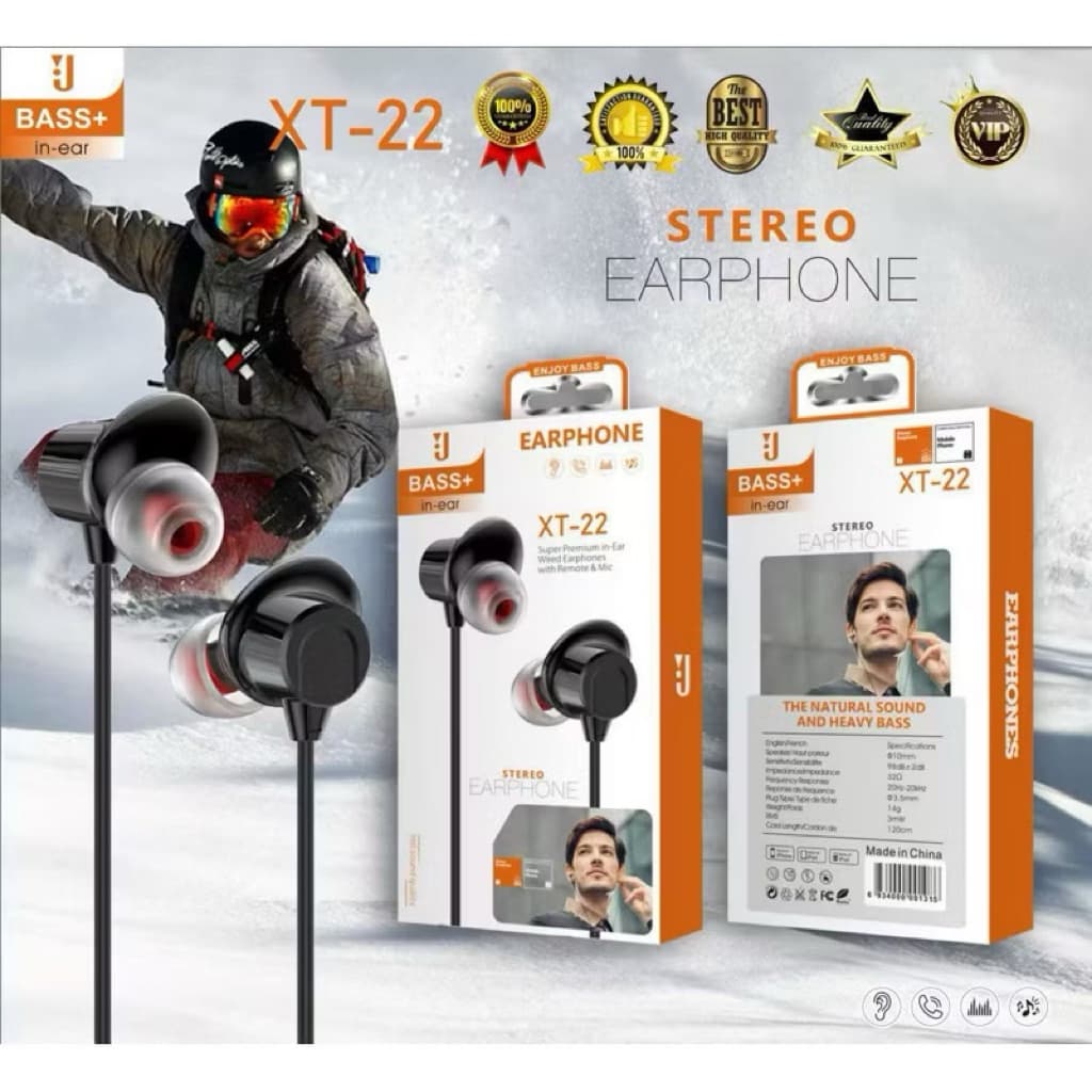 (GROSIRAN) Headset Handsfree XT-21 , XT-22 , XT-25, XT-26, XT-27, XT-31, XT-32, XT-33 + Mic 3.5mm Stereo Earphone Bass Bisa Buat Telepon