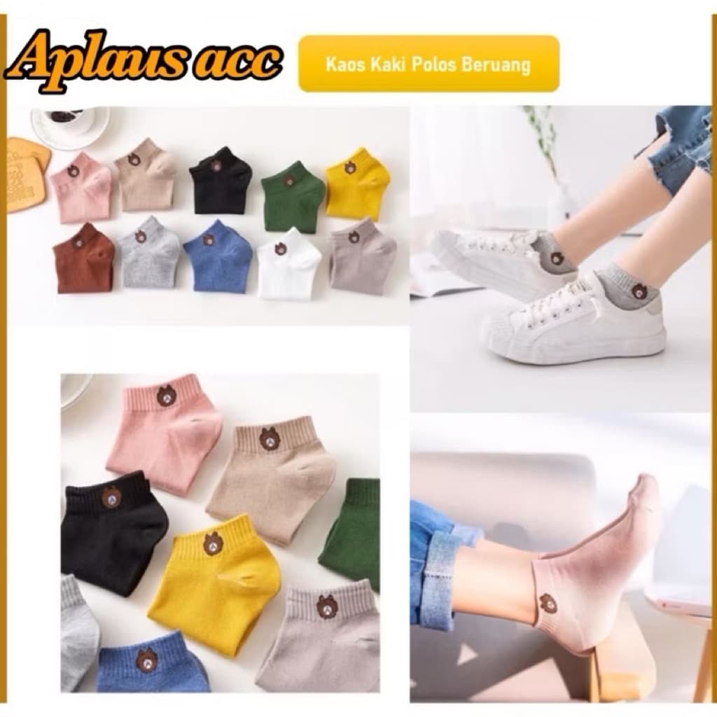 (GROSIRAN) Kaos Kaki Ankle Dewasa Motif Bear Kaos kaki Semata Kaki Fashion Motif beruang