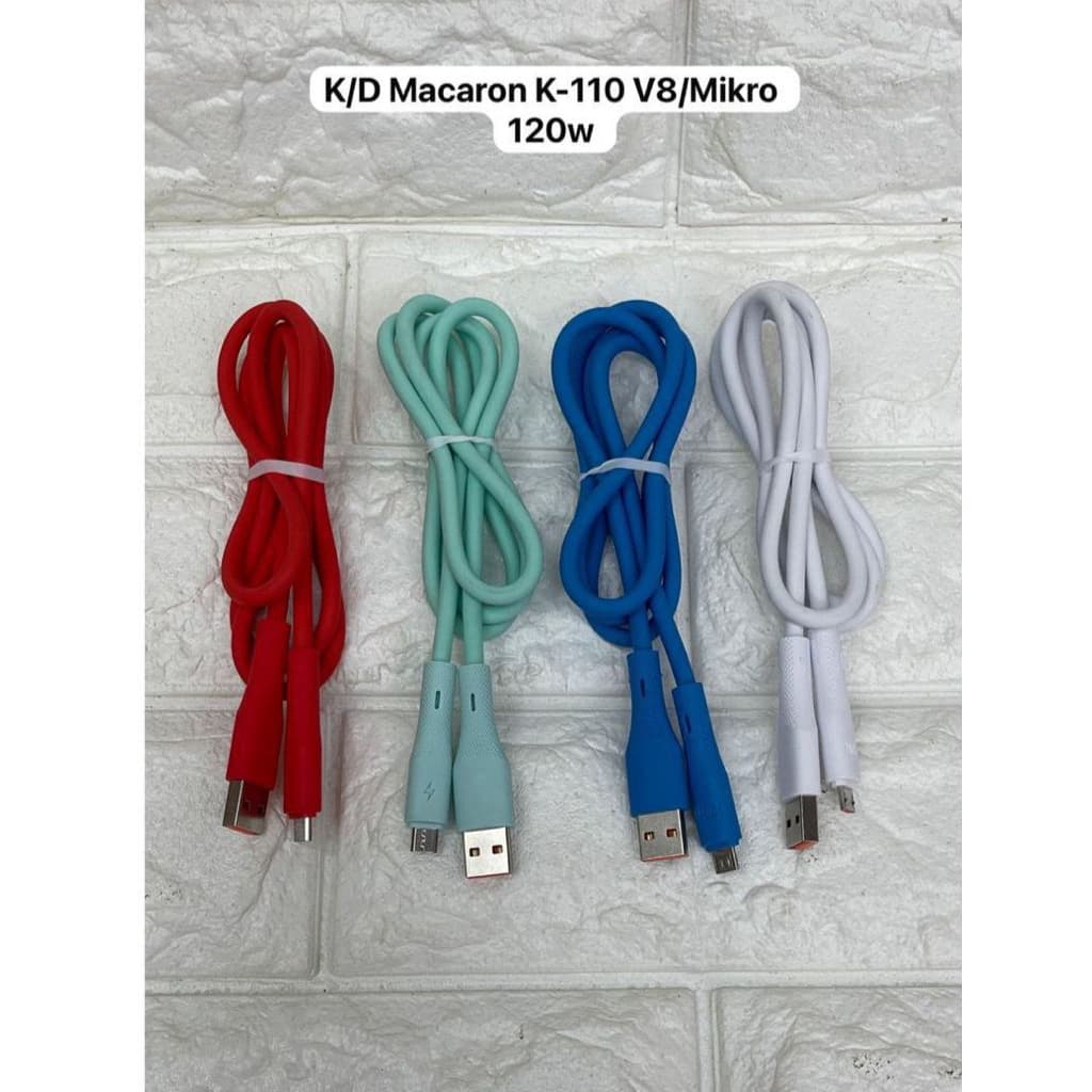 Kabel Data Charger Macaron 120W K110 Micro V8 Fast Charging Isi Daya Cepat