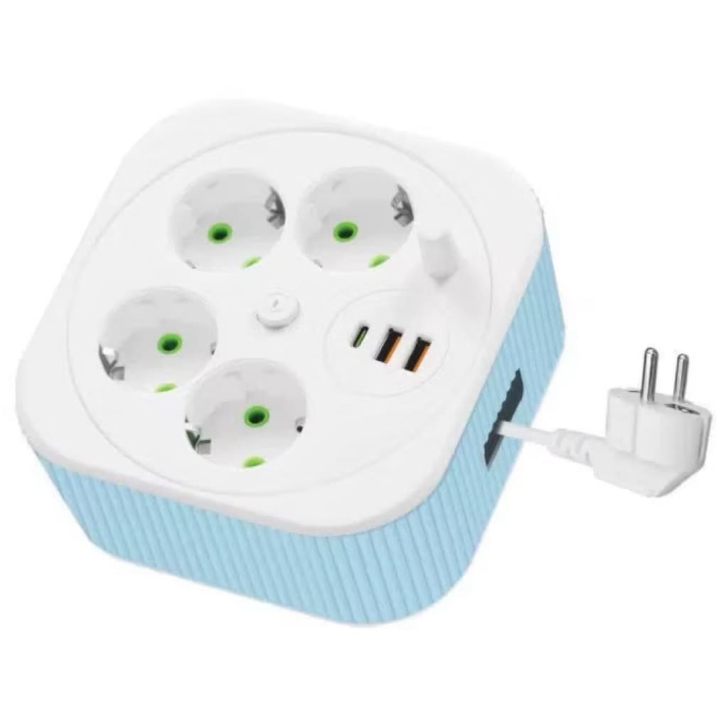 Power Socket Colokan Listrik A107 Stop Kontak 4 Socket 2 USB 1 Type C On Off Kabel Tarik
