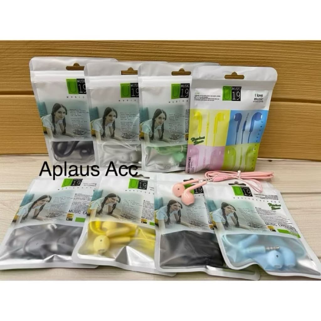 (GROSIRAN) Handsfree Headset Macaron Warna U19 Original Stereo Extra Bass