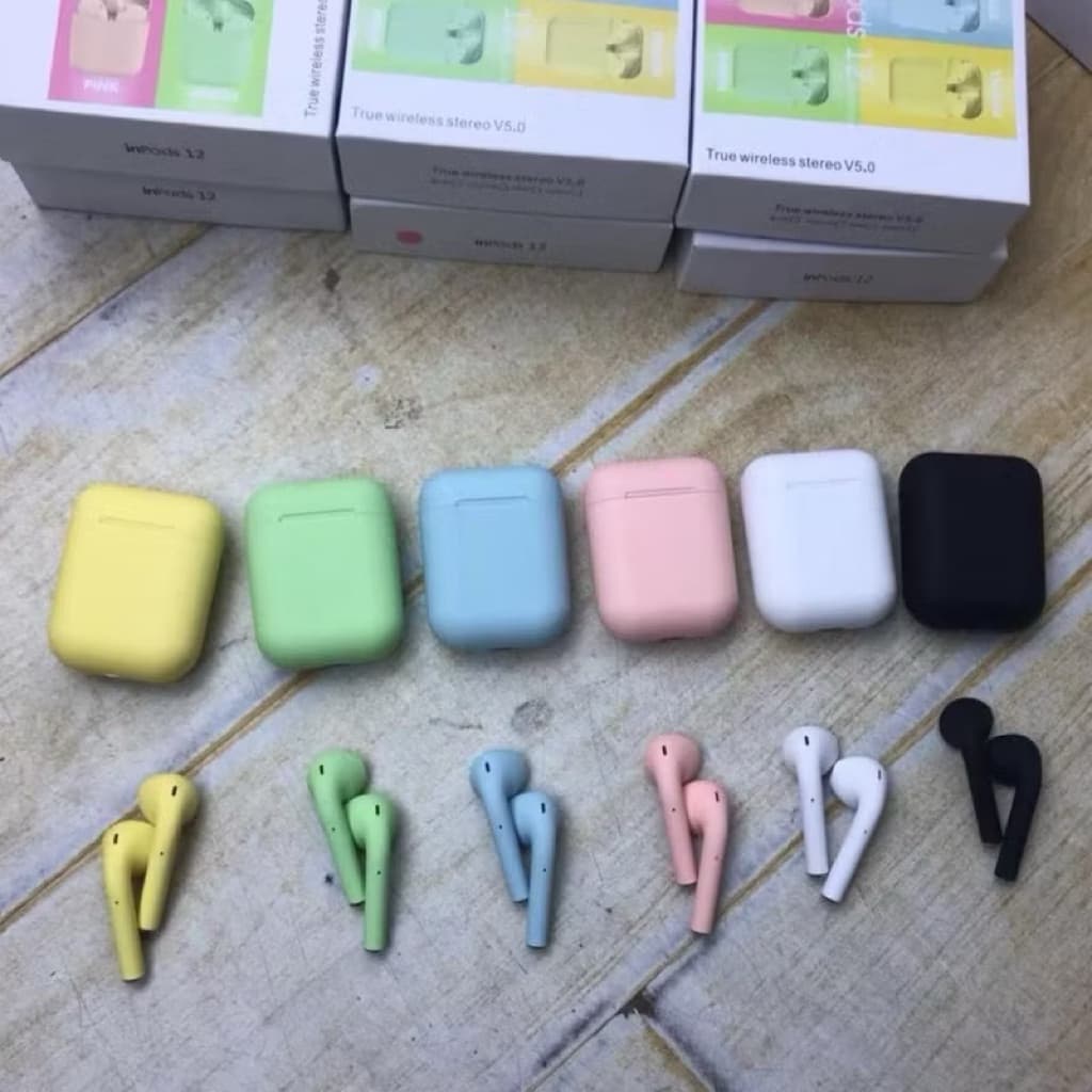 (GROSIRAN) Handsfree TWS Bluetooth i12 Macaron Wireless Headset Earphone Blutut Warna
