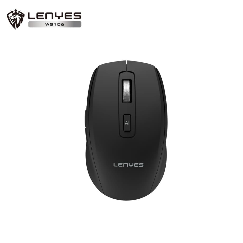 LENYES WS106 Mouse Wireless Dual Mode 2.4G + Bluetooth AI Voice Rechargeable Silent Click Mouse Untuk Windows PC Laptop Tablet HP