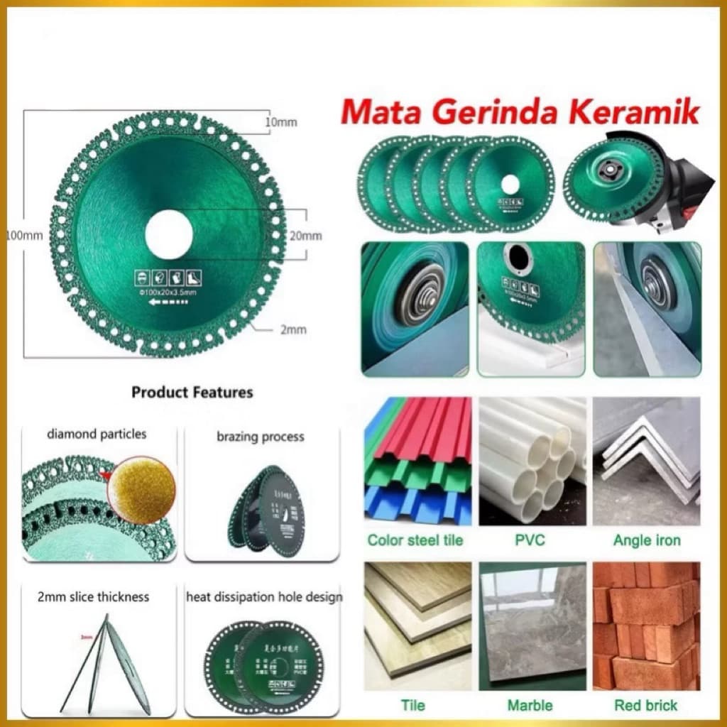 Mata Gerinda Keramik Mata Cakram Pemotong Keramik Kayu Besi Baja Ringan 4 Inch PPP Serbaguna