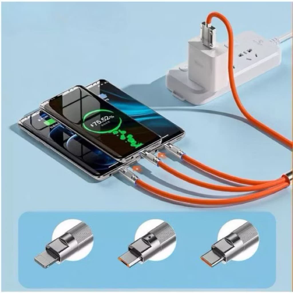 (GROSIRAN) KABEL DATA 120W 3 IN 1 FAST CHARGING KABEL DATA SILIKON 3IN1 1M MICRO TYPE-C IPHONE
