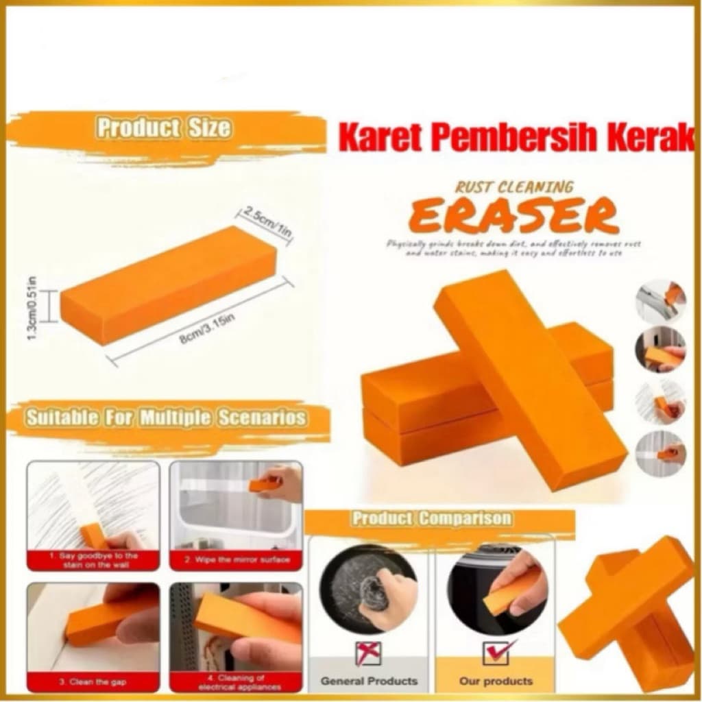 ( GROSIRAN ) Karet Pembersih Kerak Karet Penghapus Pembersih Kerak Kamar Mandi Toilet Kran Magic Rust Cleaning Eraser Serbaguna