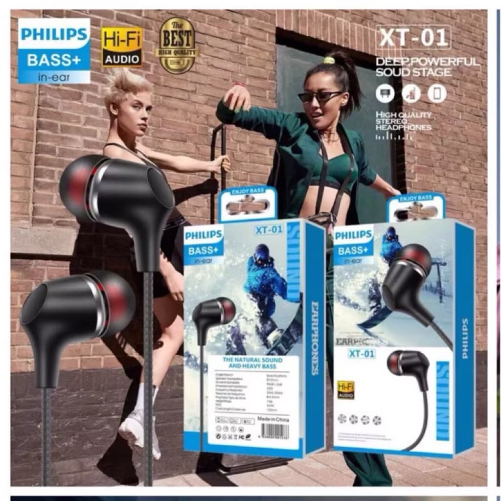 (GROSIRAN) Headset Philips Seri XT Super Bass High Quality Stereo Headphones